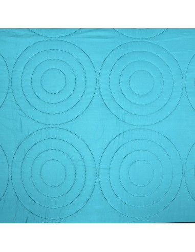 Couvre lit boutis 7 pièces bicolore "Piquage Circle" Marine / Turquoise