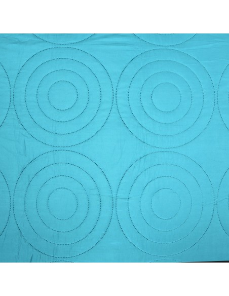 Couvre lit boutis 7 pièces bicolore "Piquage Circle" Marine / Turquoise