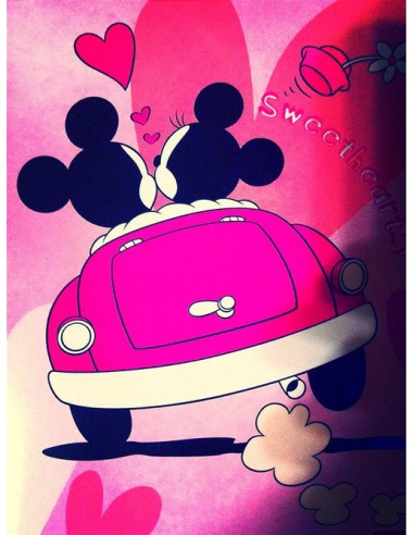 Parure de couette 140 x 200 "Minnie Loves Mickey" Microfibre / 100% Polyester
