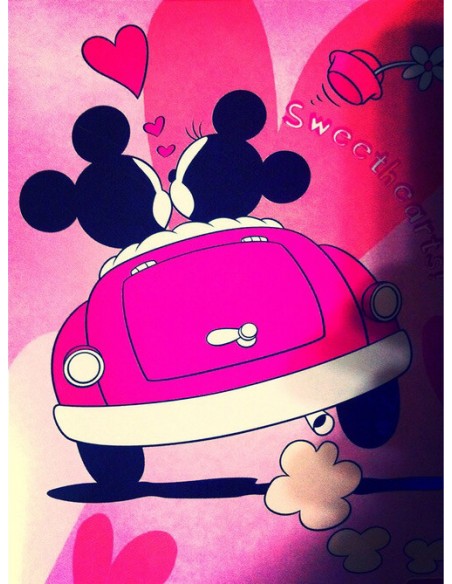 Parure de couette 140 x 200 "Minnie Loves Mickey" Microfibre / 100% Polyester