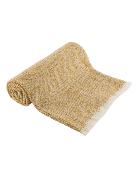 Plaid Alpaga & Laine chevron "Siena" 130 x 170 cm Toison d'or