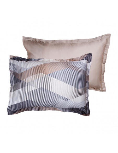 Lot de 2 taies d'oreiller réversible "100% Satin de coton Peigné" / 82 fils /cm²