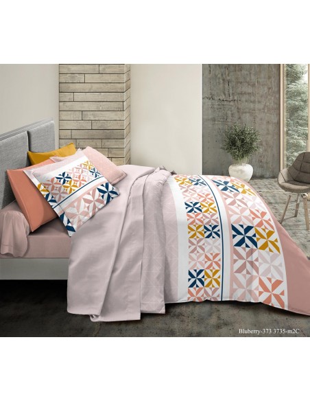 Pack complet Bluberry housse de couette pour lit 90 x 190 cm 100% coton / 57 fils/cm²