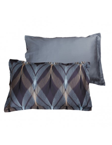 Lot de 2 taies d'oreiller réversible "100% Satin de coton Peigné" / 82 fils /cm²