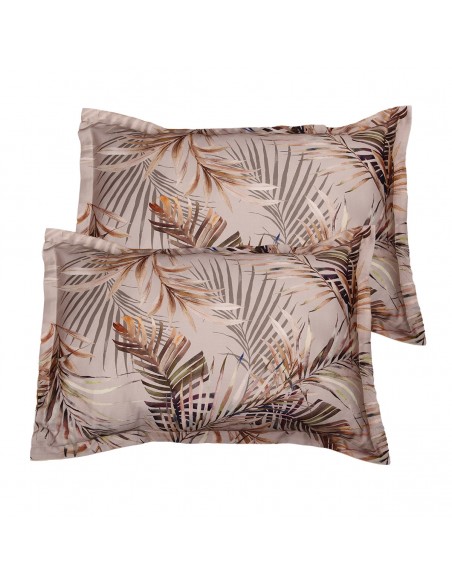 Lot de 2 taies d'oreiller réversible "100% Satin de coton Peigné" / 82 fils /cm²