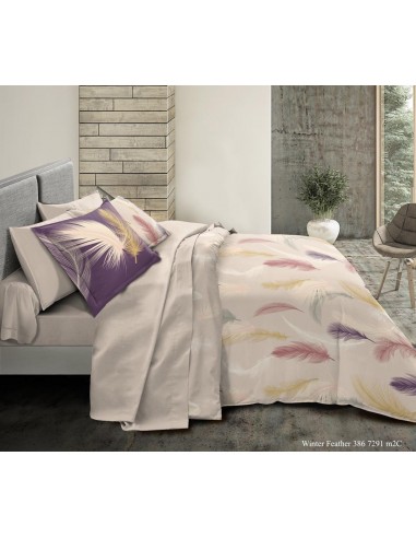 Pack complet Feather housse de couette pour lit 180 x 200 cm "King size" 100% coton / 57 fils/cm²