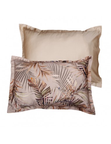 Lot de 2 taies d'oreiller réversible "100% Satin de coton Peigné" / 82 fils /cm²