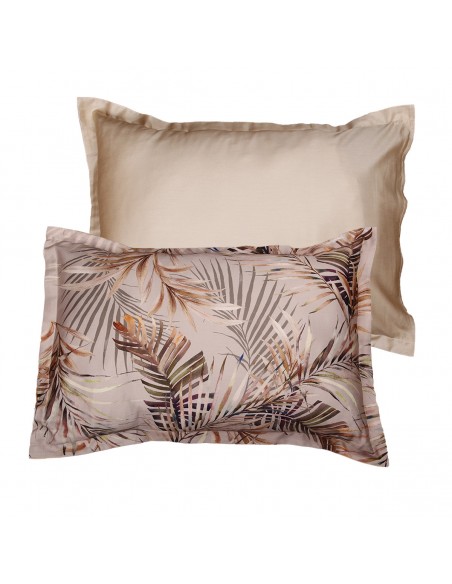 Lot de 2 taies d'oreiller réversible "100% Satin de coton Peigné" / 82 fils /cm²