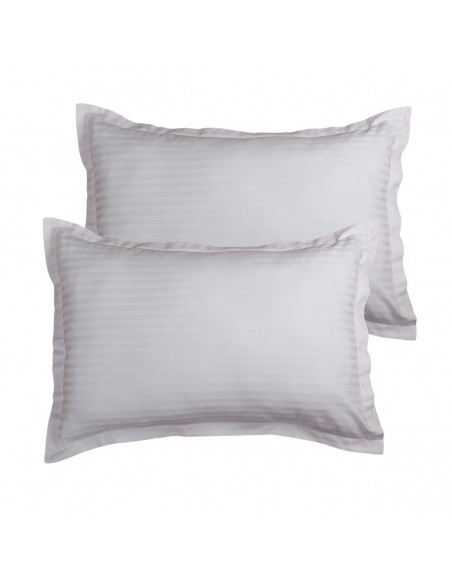 Lot de 2 taies d'oreiller réversible "100% Satin de coton Peigné" / 82 fils /cm²