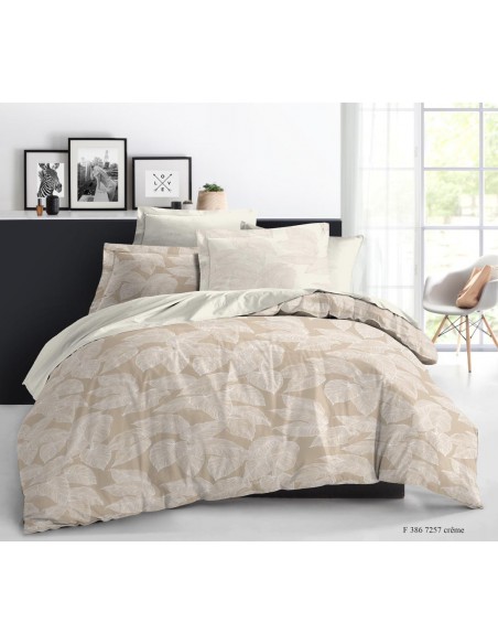 Pack complet Amazonie Crème housse de couette pour lit 180 x 200 cm "King size" 100% coton / 57 fils/cm²