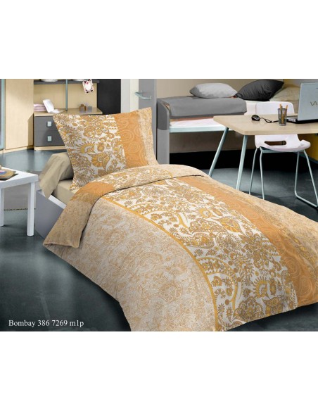 Pack complet Bombay housse de couette pour lit 90 x 190 cm 100% coton / 57 fils/cm²