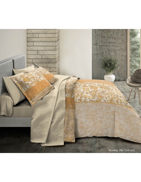 Pack complet Bombay housse de couette pour lit 140 x 190 cm 100% coton / 57 fils/cm²