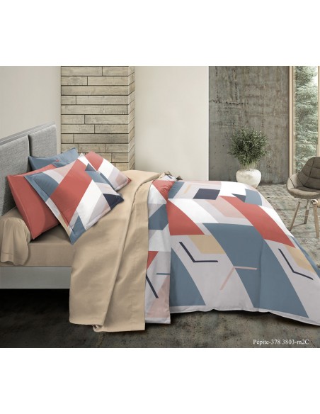 Pack complet Pepite housse de couette pour lit 180 x 200 cm "King size" 100% coton / 57 fils/cm²
