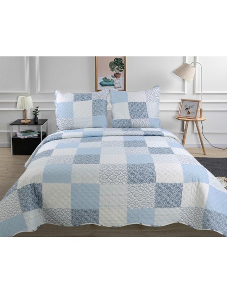 Couvre lit boutis 3 pièces imprimé "Style Vintage" pour lit 2 places 140 x 190 cm