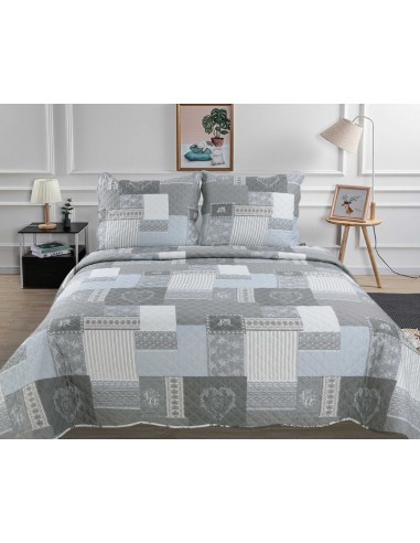 Couvre lit boutis 3 pièces imprimé "Style Vintage" pour lit 2 places 140 x 190 cm