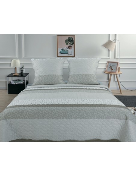 Couvre lit boutis 3 pièces imprimé "Style Vintage" pour lit 2 places 140 x 190 cm