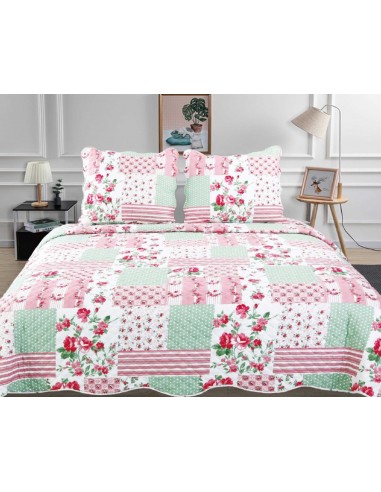 Couvre lit boutis 3 pièces imprimé "Style Vintage" pour lit 2 places 140 x 190 cm