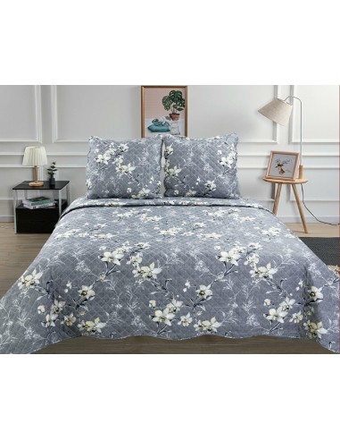 Couvre lit boutis 3 pièces imprimé "Style Vintage" pour lit 2 places 140 x 190 cm