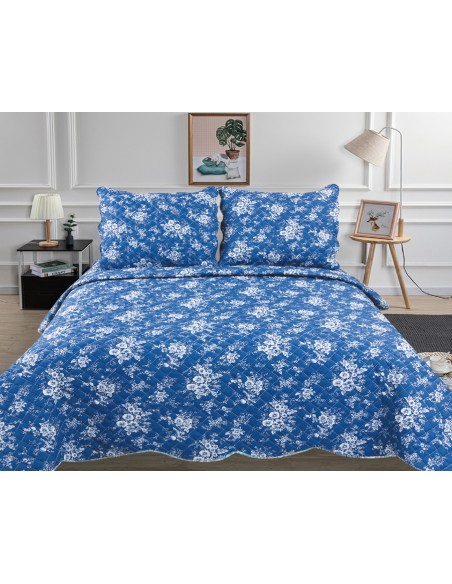 Couvre lit boutis 3 pièces imprimé "Style Vintage" pour lit 2 places 140 x 190 cm