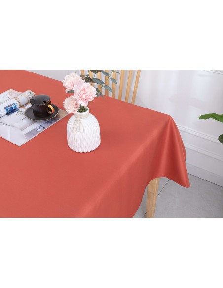 Nappe enduite avec traitement antitache Terracotta rectangulaire 145 x 240 cm