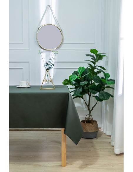 Nappe enduite avec traitement antitache Kaki carrée 180 x 180 cm