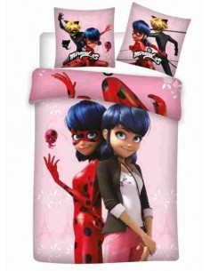 Parure de couette 140 x 200 réversible "Miraculous" Microfibre / 100% Polyester