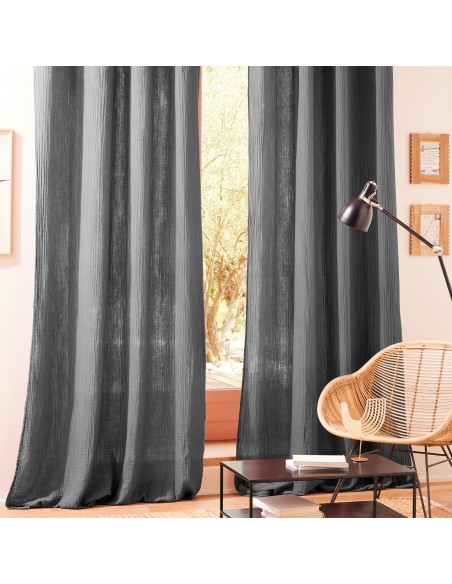 Lot de 2 rideaux tamisant à œillet 140 x 260 cm "Gaze de Coton"