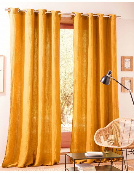 Lot de 2 rideaux tamisant à œillet 140 x 260 cm "Gaze de Coton"