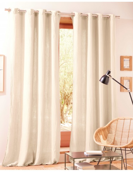 Lot de 2 rideaux tamisant à œillet 140 x 260 cm "Gaze de Coton"