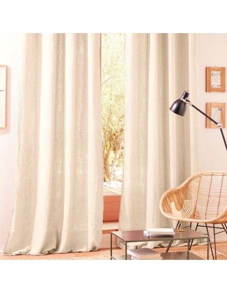 Lot de 2 rideaux tamisant à œillet 140 x 260 cm "Gaze de Coton"