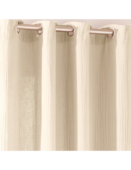 Lot de 2 rideaux tamisant à œillet 140 x 260 cm "Gaze de Coton"