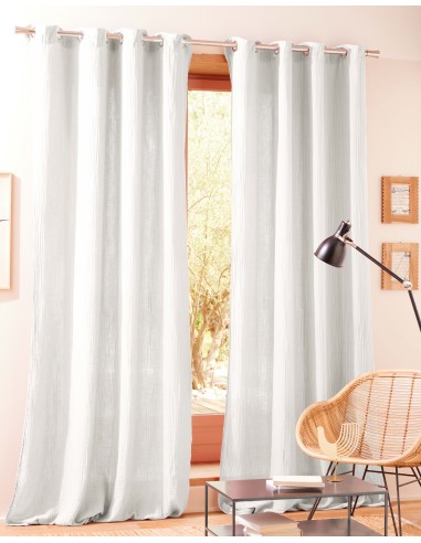 Lot de 2 rideaux tamisant à œillet 140 x 260 cm "Gaze de Coton"
