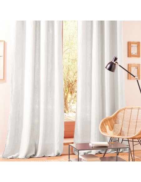 Lot de 2 rideaux tamisant à œillet 140 x 260 cm "Gaze de Coton"