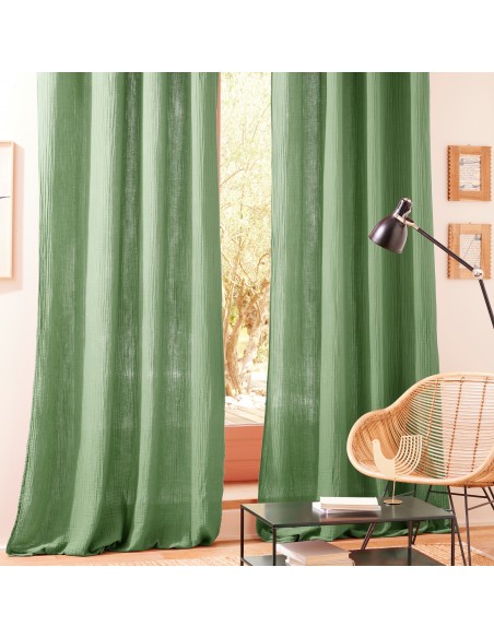 Lot de 2 rideaux tamisant à œillet 140 x 260 cm "Gaze de Coton"