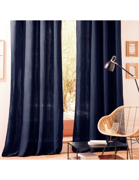 Lot de 2 rideaux tamisant à œillet 140 x 260 cm "Gaze de Coton"