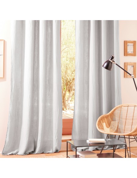 Lot de 2 rideaux tamisant à œillet 140 x 260 cm "Gaze de Coton"