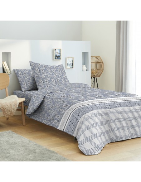 PACK COMPLET HOUSSE DE COUETTE IMPRIME 100% COTON / 57 FILS/CM²