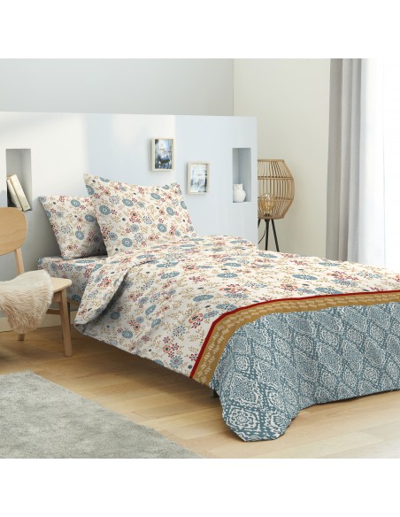 PACK COMPLET HOUSSE DE COUETTE IMPRIME 100% COTON / 57 FILS/CM²