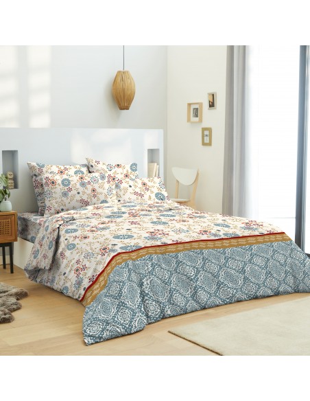 PACK COMPLET HOUSSE DE COUETTE IMPRIME 100% COTON / 57 FILS/CM²