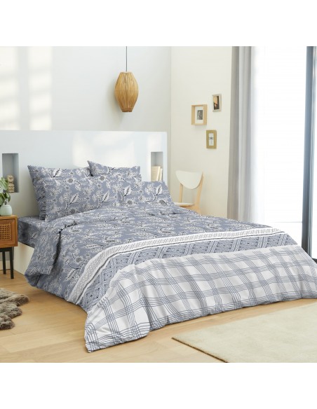 PACK COMPLET HOUSSE DE COUETTE IMPRIME 100% COTON / 57 FILS/CM²