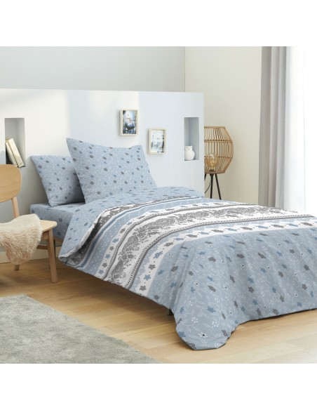 PACK COMPLET HOUSSE DE COUETTE IMPRIME 100% COTON / 57 FILS/CM²