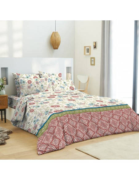 PACK COMPLET HOUSSE DE COUETTE IMPRIME 100% COTON / 57 FILS/CM²