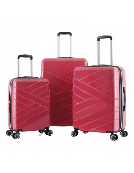 LOT DE 3 VALISES EXTENSIBLE RIGIDE TROLLEY POLYCARBONATE - LYS PARIS
