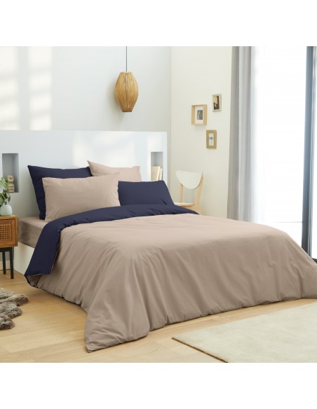 Pack complet housse de couette Bicolore 6P160 100% coton / 57 fils/cm²