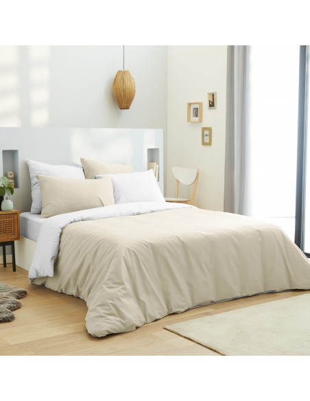 Pack complet housse de couette Bicolore 6P160 100% coton / 57 fils/cm²