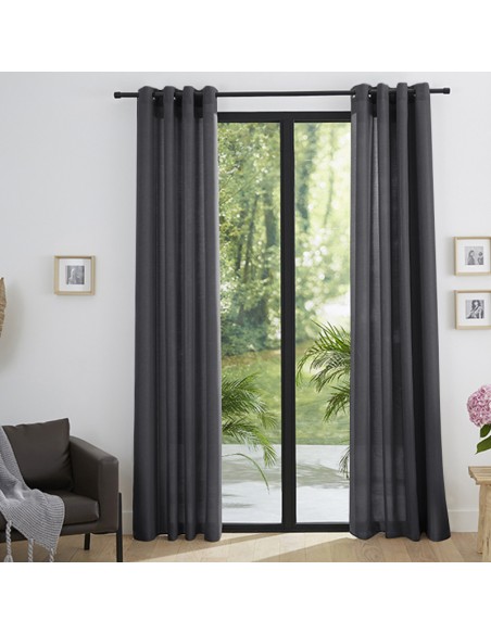 Paire de Doubles Rideaux à œillets "effet lin" Corail 140 x 260 cm Moonlight deco