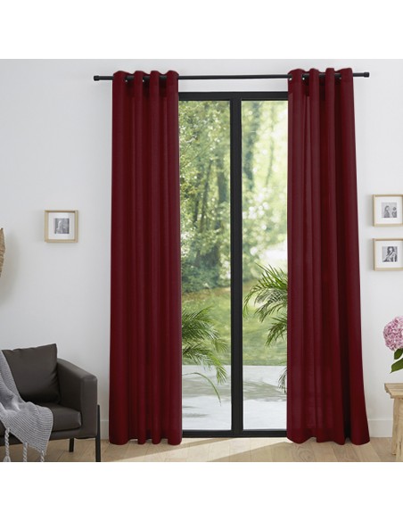 Paire de Doubles Rideaux à œillets "effet lin" Corail 140 x 260 cm Moonlight deco