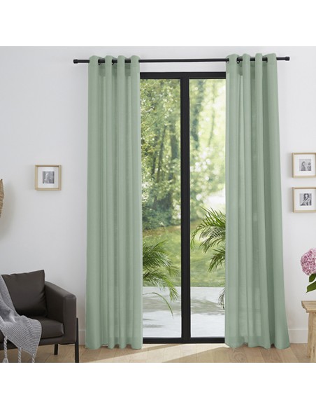 Paire de Doubles Rideaux à œillets "effet lin" Corail 140 x 260 cm Moonlight deco