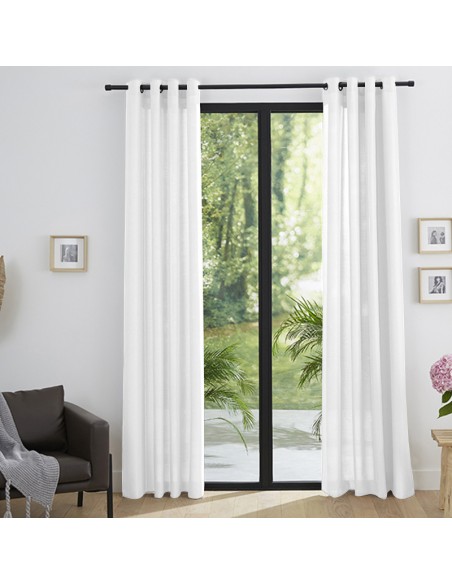 Paire de Doubles Rideaux à œillets "effet lin" Corail 140 x 260 cm Moonlight deco