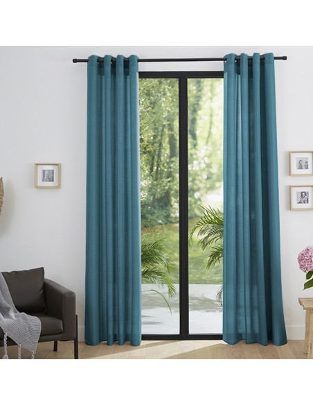 Paire de Doubles Rideaux à œillets "effet lin" Corail 140 x 260 cm Moonlight deco